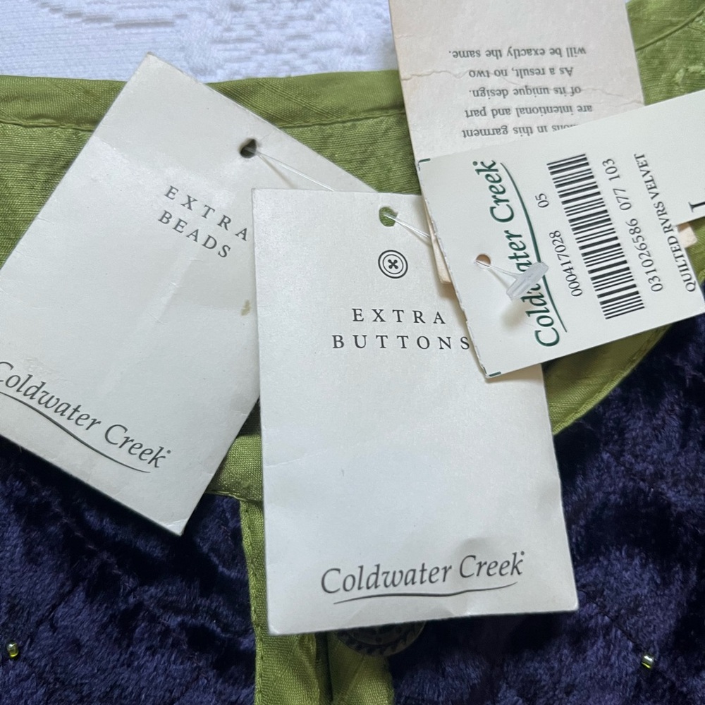 NWT Coldwater Creek Reversible Quilted Beads Embellished Silk Purple Large - Picture 13 of 16